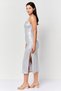 Women Metallic Midi Party Dress, Silver - 4