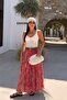 Shawl patterned chiffon flared maxi skirt 4098 - 3