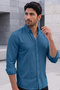 Men's Blue Pera Linen Shirt – Summer Comfortable Fit Stylish Shirt