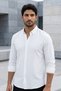 Men's White Pera Linen Shirt – Summer Comfortable Fit Stylish Shirt - 2