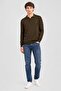Men Regular Fit Embroidered Logo Long Sleeve Polo Shirt, Dark Olive - 2