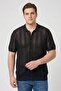 Men Regular Fit Textured Short Sleeve Casual Shirt, Midnight Navy