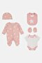 Toddlers Girl 5 Pieces Bodysuit,Bib,Hat And Mitts Gift Set, Multicolor - 4