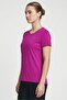 Women Loose Fit Short Sleeve Training Top, Dark Purple - 4