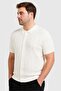 Men Regular Fit Knitted Short Sleeve Cardigan, White - 3