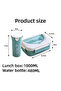 Bento Lunch Box Water Cup Set for Kids,1000ml Bento Lunch Box Set with 400ml Water Bottle, 4 Compartments Portions Lunchbox with Tableware and Sauce Containers Turquoise - 2