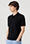 Men Regular Fit Knitted Short Sleeve Polo Shirt, Navy - 2