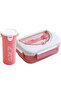 Bento Lunch Box Water Cup Set for Kids,1000ml Bento Lunch Box Set with 400ml Water Bottle, 4 Compartments Portions Lunchbox with Tableware and Sauce Containers Pink