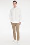Men's Ecru Cotton Comfort Fit Relaxed Cut Hidden Button Collar Shirt - 3
