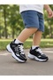 Children's High Sole Hidden Velcro and Lace-Up Sneaker Shoes-Black - 7