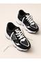 Children's High Sole Hidden Velcro and Lace-Up Sneaker Shoes-Black - 3