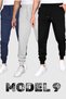 Set of 3/3 Pieces Unisex Ribbed Regular Black Gray Navy Blue Color Sports Sweatpants