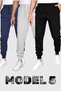 Set of 3/3 Pieces Unisex Ribbed Regular Black Gray Navy Blue Color Sports Sweatpants