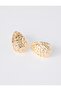 Gold Color Asymmetrical Drop Model Textured Earrings - 2