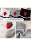 Women's Strawberry Patterned Short Socks 3-Piece Set |   80% Cotton Seamless, Black White Gray - 2