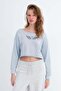 Kayık Neckline Crop Sweatshirt S10707 - 4