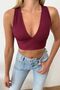 Women's v-neck ribbed bustier with thick straps - plum - 26m 9036 - 2