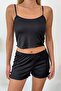 Women's suspender covered shorts pajama set black - 3403 - 2