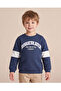 Boys Navy Colourblock Slogan Sweatshirt