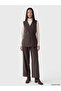 Two Mt Shop Quality Lcw Studio Brown Gabardine Plain Women's Classic Vest - 2