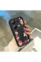 Poco M6 Pro 4g Compatible Black Silicone Case Shockproof with Camera Protection Flower Pattern