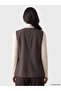 Two Mt Shop Quality Lcw Studio Brown Gabardine Plain Women's Classic Vest - 4