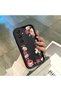 Samsung Galaxy A25 Compatible Black Silicone Case Shockproof with Camera Protection and Floral Pattern