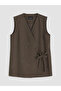Two Mt Shop Quality Lcw Studio Brown Gabardine Plain Women's Classic Vest - 5