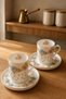 Tabak Evi Porcelain Rose Gold Gilded Coffee Cup Set 90Cc 4 Pieces for 2 People - 3