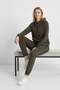 Women's Khaki Two-Thread Comfortable Hooded Striped Tracksuit Set - 77755 - 4