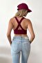 Women's v-neck ribbed bustier with thick straps - plum - 26m 9036 - 4