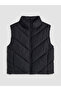 Black Stand Collar Women's Puffer Vest - 6