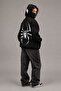 Unisex Spider Printed Zippered Oversize Hooded Sweatshirt - 3