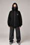 Unisex Spider Printed Zippered Oversize Hooded Sweatshirt - 6