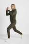 Women's Khaki Two-Thread Comfortable Hooded Striped Tracksuit Set - 77755 - 3