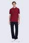 Burgundy Regular Fit Polo Collar 100% Mercerized Cotton T-Shirt - 7