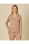 Women Taupe Pocket Embroidery Pajama Set - 2