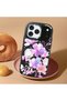 iPhone 17 Pro Compatible Shock-Absorbing Camera Protected Black Silicone Case Floral Print - 2