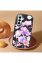 Samsung Galaxy A17 4G/5G Compatible Black Silicone Case with Shock-Absorbing Camera Protections Floral Print - 2