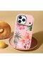 iPhone 17 Pro Compatible Shock-Absorbing Camera Protected Pink Silicone Case Floral Print - 2