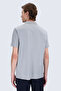 Gray Regular Fit Polo Collar 100% Mercerized Cotton T-Shirt - 4