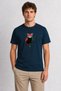 Men's Japanese Art Style Red Panda Illustration on Bamboo - Navy Blue