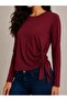 Women's Burgundy Side Ruched Detailed Long Sleeve Blouse – Stylish and Elegant Design - 3