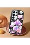 Samsung Galaxy S25 Ultra Compatible Shock-Absorbing Camera Protected Black Silicone Case Floral Print - 2