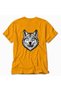 Men's Tattoo Style Wolf Image Back Print - Yellow - 4