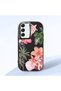 Samsung Galaxy S22 Compatible Shock-Absorbing Camera Protected Black Silicone Case Floral Print