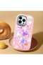 iPhone 14 Pro Max Compatible Shock-Absorbing Camera Protected Pink Silicone Case Floral Print - 2