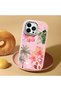 iPhone 13 Pro Max Compatible Shock-Absorbing Camera Protected Pink Silicone Case Floral Print - 2