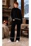 Women's Knitwear Sweater and Wide-Leg Pants Stripe Detail Oversize Black Two-Piece Set 3040 - 7
