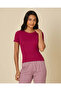 Women Burgundy Plain Pyjama Set - 2